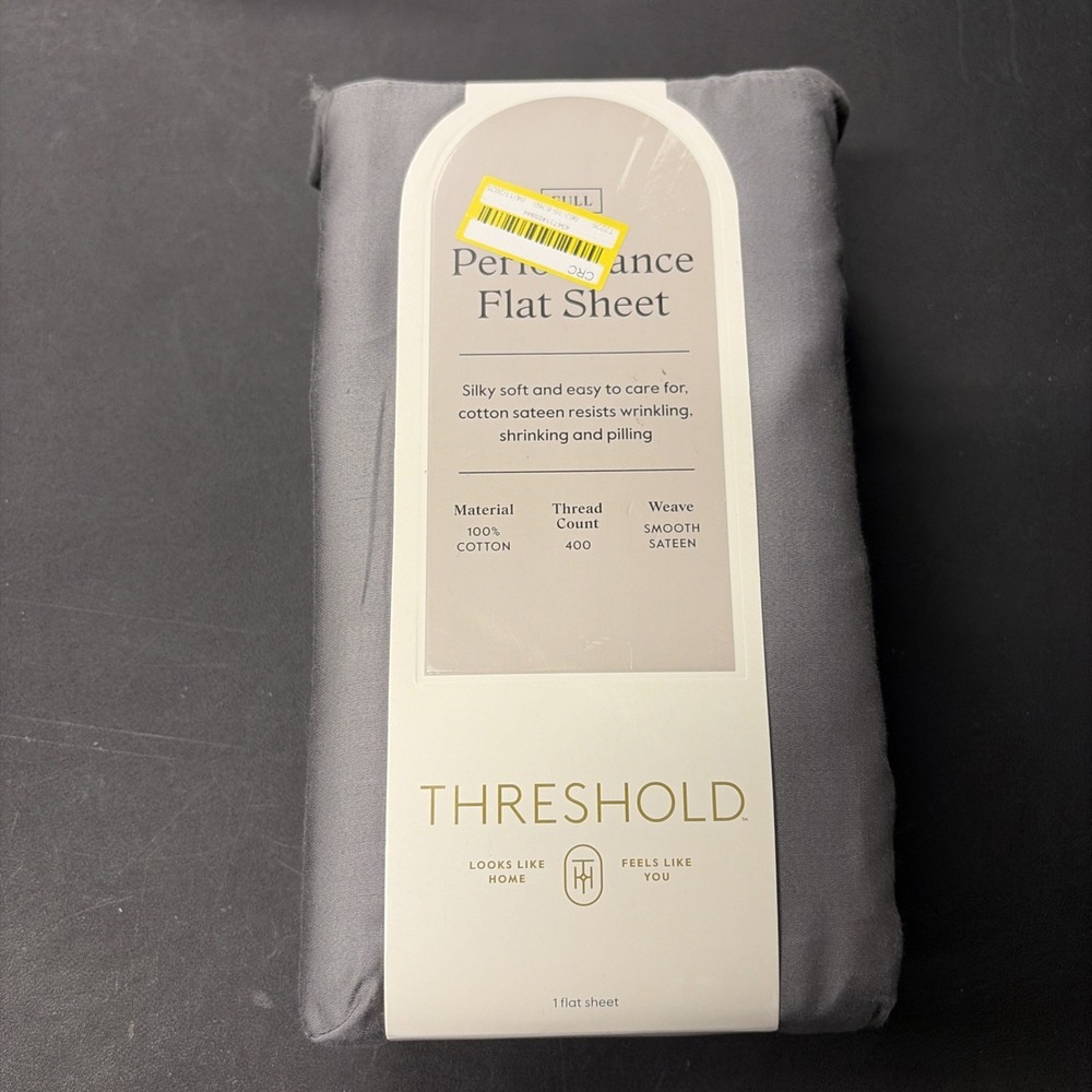 Full 400 Thread Count Performance Flat Sheet Dark Gray Threshold: Cotton 20526